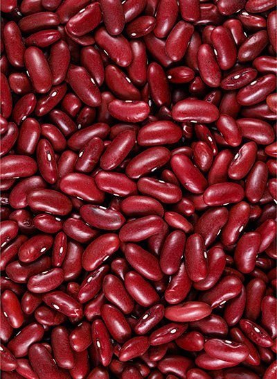 Oval dark red kidney beans with a vibrant color